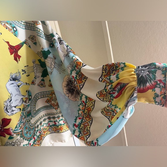 Beulah Multicolor horse print western blouse mob wife gypsy formal western - Picture 3 of 9